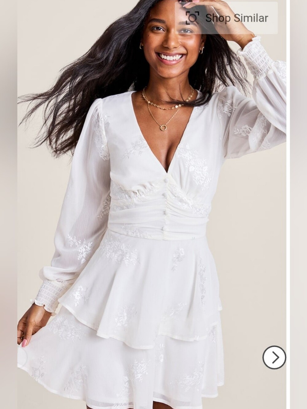 ✨🤍 Francesca's NWT White Embroidered Ruffle Mini Dress